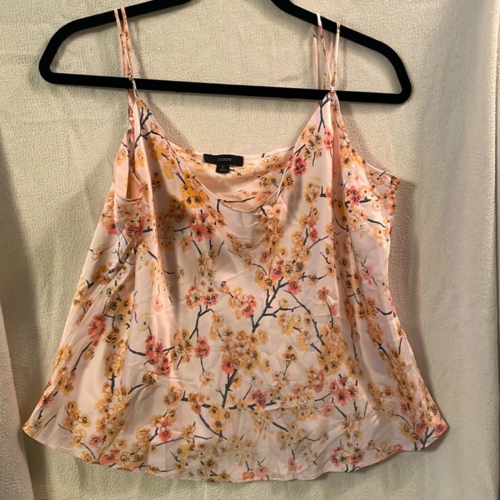 J. Crew silk tank with cherry blossom print